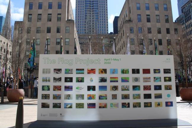 A guide to the installation with images and information about all the flags. Photo: Meryl Phair