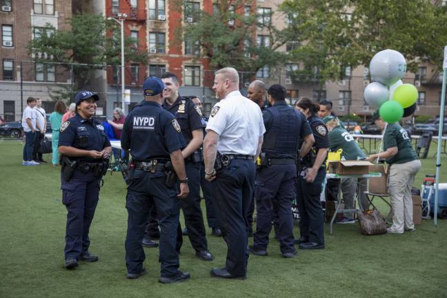NYPD officers gathered and enjoyed the festivities on Peter’s Playground for the National Night Out.
