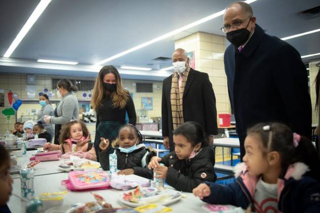 Mayor Eric Adams visits Concourse Village Elementary School in the Bronx with Schools Chancellor David Banks and local elected leaders on January 3, 2022. Michael Appleton/Mayoral Photography Office