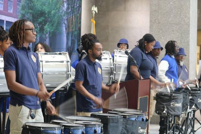 St. Phillips Baptist Drum Corps during Black History Month celebration.