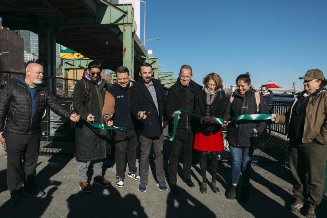 Ribbon-cutting for the New Wave Pier Dog Run. Photo: Emil Cohen/NYC Council Media Unit