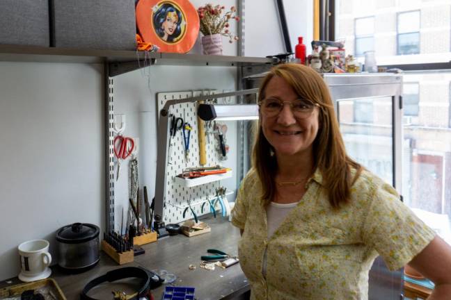 Designer Cass Lilien in her jewelry studio on the Lower East Side. Photo: James Pothen