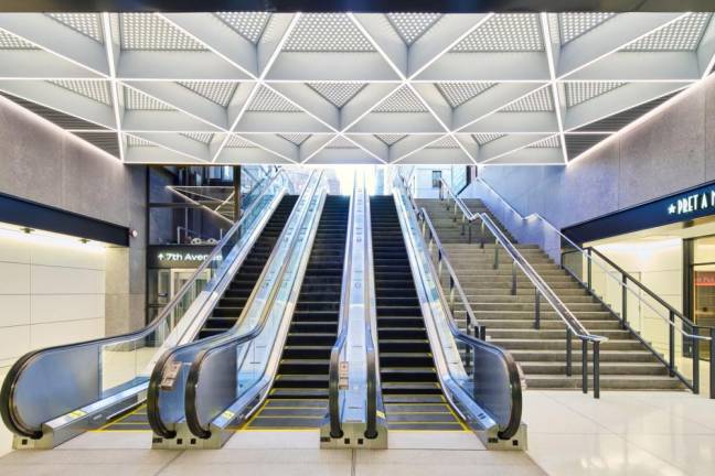 The sparking new escalators at Penn Station may all come tumbling down in a few years when a major renovation of the entire station stakes place. Photo: Amtrak