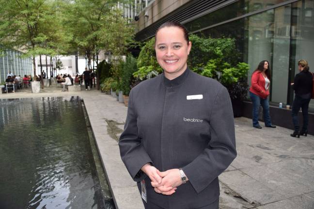 Doorwoman Orla Ditaranto at The Beatrice luxury rental building in Chelsea. Photo: Genia Gould