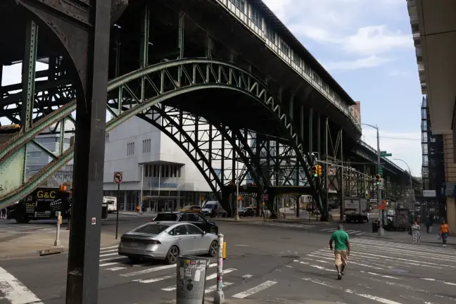 The elevated 125th Street train station is near Columbia University’s Manhattanville campus, April 16, 2026.