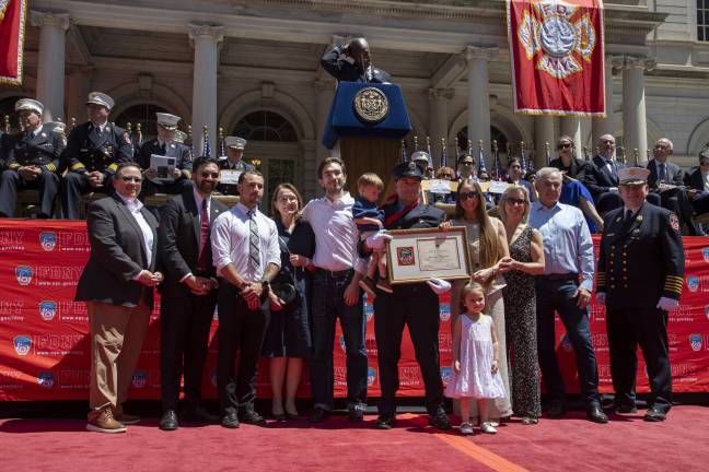 FDNY Medal Day at City Hall, Michael Prokop recieves award.
