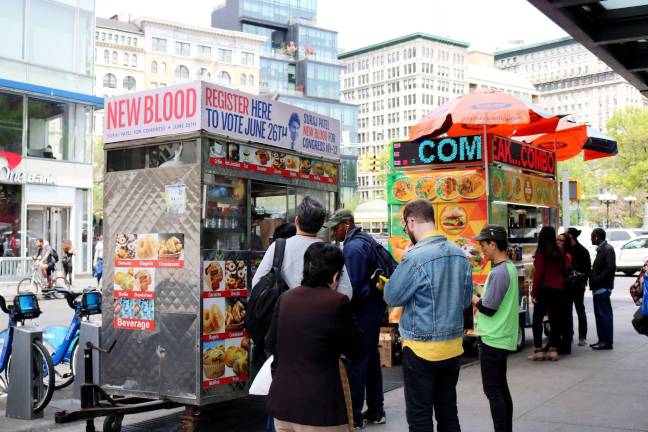 Suraj Patel's "New Blood" slogan on a food cart. Photo: Courtesy of Suraj Patel campaign