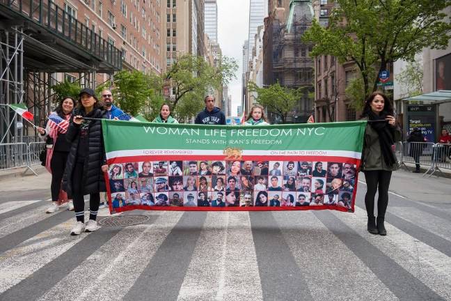 Persian Day Parade on Madison Avenue, April 19 where many of the marchers expressed solidarity with protestors against the current fundamentalist regime in power in Iran.