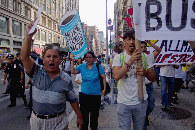 In late July, street vendors rallied to ask the City Council to lift the cap on vending permits, which has remained constant since the 1980s. Photo: Nancy Chuang