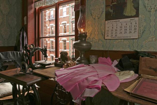 Recreated apartment of the Levine family. who operated a dress shop out of their home. Photo: Tenement Museum Collection