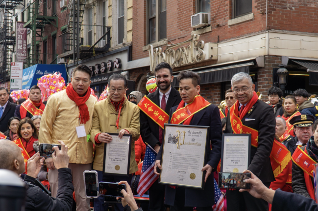 On the dais before the Big Chinatown Parade.