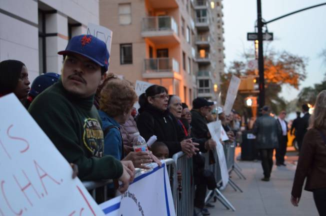 Residents of Holmes Towers and their allies marching from the public housing complex on East 93rd Street to Gracie Mansion to protest the New York City Housing Authority plans for a development at the site of a children's playground. Photo: Daniel Fitzsimmons