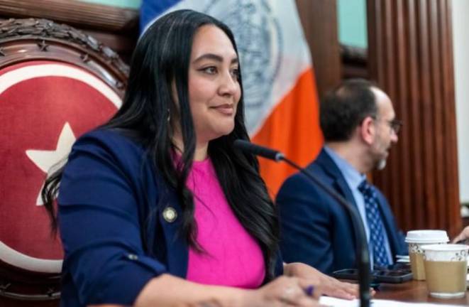 Amanda Farias, a City Council member from the Bronx, became Democratic majority leader earlier this year and is said to be in the running for the speaker’s job.