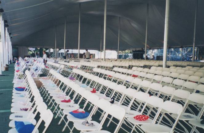 Chairs for the Cantor Memorial that commemorates all those lost in the World Trade Center tragedy.