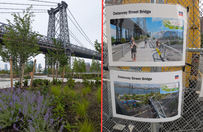 The Delancey Street Bridge will take you there.