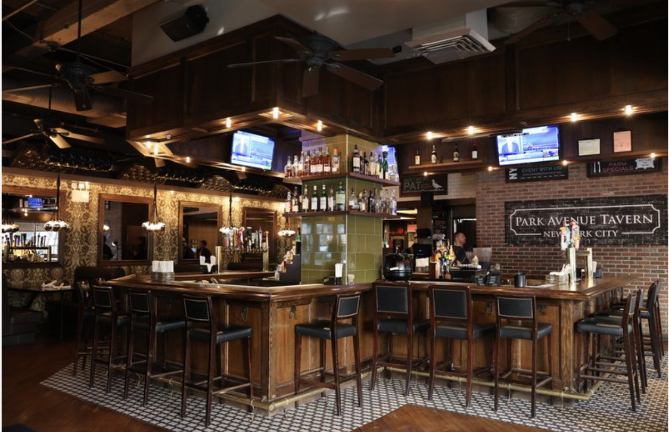 The interior bar of Park Ave. Tavern , at 39th and Park has such a congenial bar set up that it encourages easy conversation. Many of his customers over 15+ years have met their future spouses at the bar.