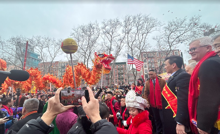 Brian Kavanagh (far right) was on the grandstand presiding over his last Lunar New York celebration as the New York State Senator representing the neighborhood. He’s not seeking re-election.