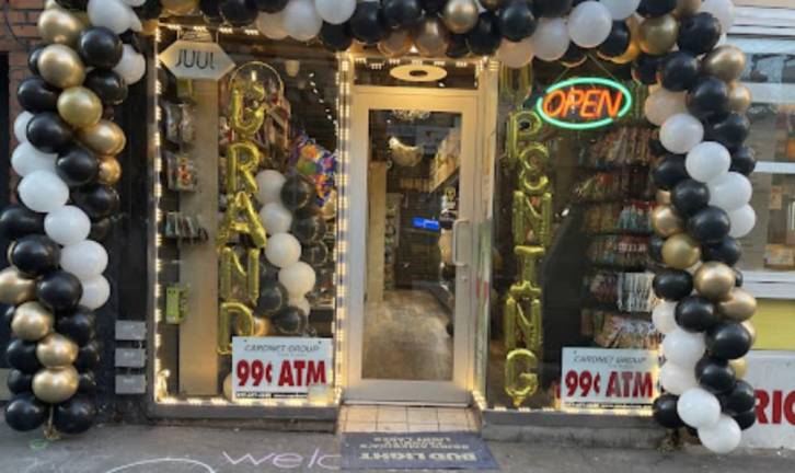 West Coast Convenience Corp. during its grand opening on W. 72nd St. The store was one of 11 cited in a non-prosecution agreement announced by the Manhattan DA against its owner, Rami Alzandani. This specific store was also one of five included in a guilty plea for criminal cannabis possession.