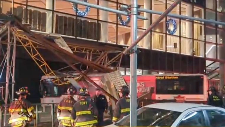 A bus driver lost control of his vehicle in Midtown and slammed into scaffolding Lexington Avenue on Thursday, Dec. 11.