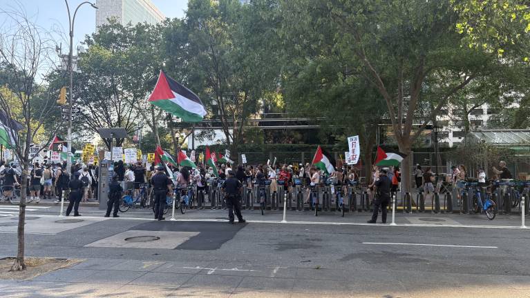 Pro-Palestine demonstrations, such as this one outside the United Nations on July 29, have become a regular occurrence as Israel steps up its military campaign in Gaza and is accused to denying aid from reaching a starving popultion.