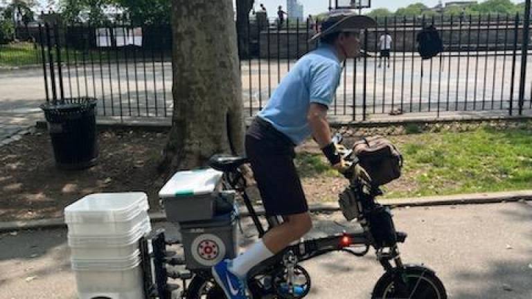 The man dubbed “Dr. Pickleball” is said to show up at Carl Schurz Park every day around 11 a.m., bearing nets, wiffle balls and chalk. He’s pushing to popularize one of the fastest-growing sports in America on the UES. Yet he has run into opposition from locals who decry the loss of open park space for kids. Photo: Annonymous