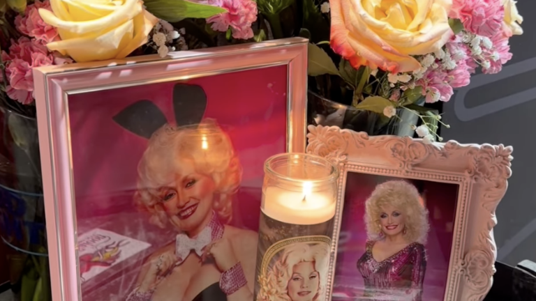 Flaming Saddles, a country-western gay bar in Hell’s Kitchen put a Dolly Parton memorial up Aug. 25.