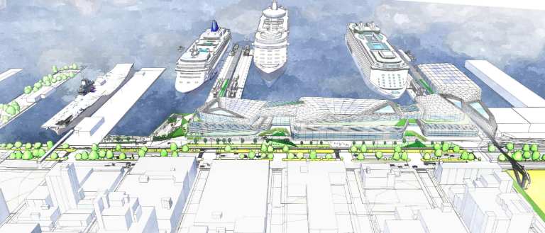 The NYCEDC has proposed an overhaul of the Manhattan Cruise Terminal, which would electrify the port and allow for bigger ships to dock there.