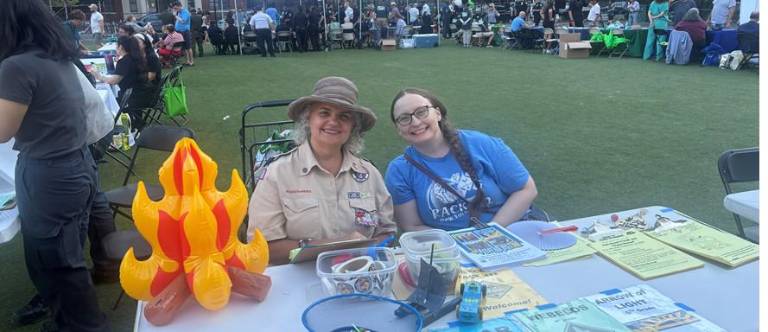Kim Salvo (left) and Anne LilJa Rentof said they were getting a lot of inquires from youngsters interested in joining Cub Scout Pack 422 which is affiliated with the Epiphany parish.