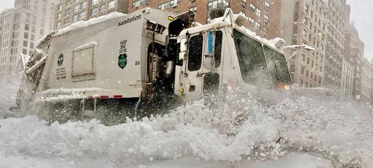 Plow on Park Ave. and intersection of E. 86th St. on Feb. 23.