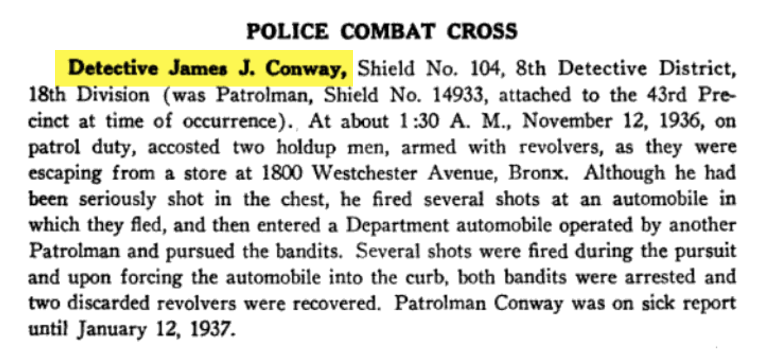 Steven McDonald’s grandfahter in the 1937 Annual Report of the Police Department (NYPD).