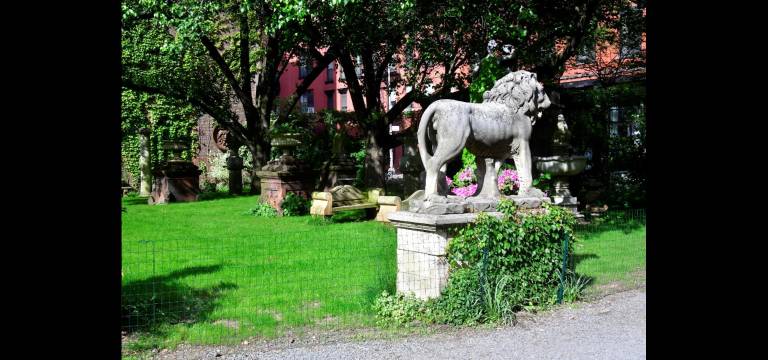 Fanciful lion at the Elizabeth Street Garden.