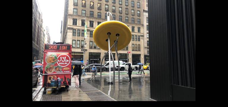 The Garment District’s famous Big Button. Yellow is the new black!