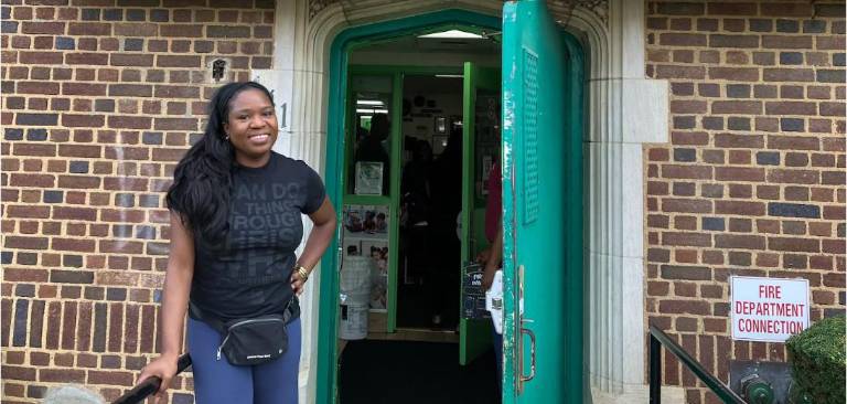 Mirlene Casimir after dropping off her son at 2-K