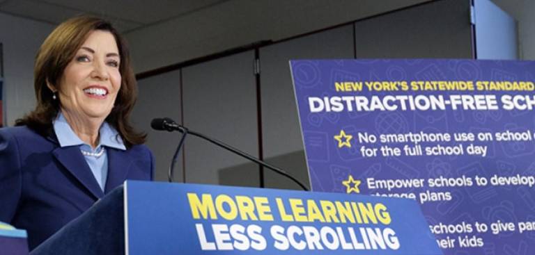 The city was close to a cell phone ban in public schools last year, but the Adams administration hit the brakes at the last minute. So the state stepped in: Governor Kathy Hochul was a key backer of the new law, which appears to be drawing praise so far.