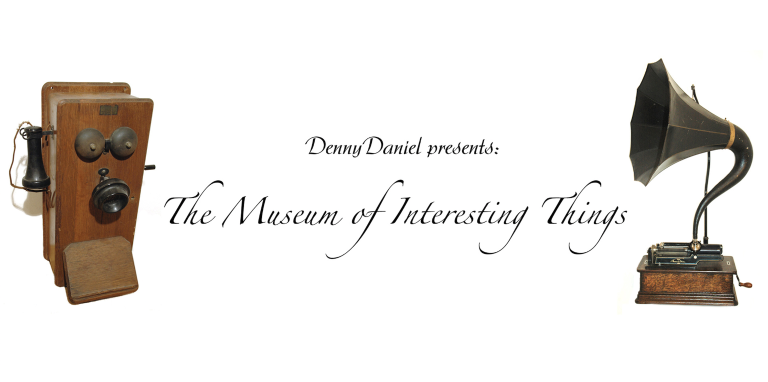 The Museum of Interesting Things logo, featuring the Thomas Edison recorder and the Crank Box Telephone.