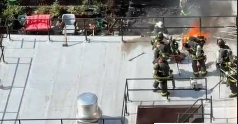 The blaze that started on the rooftop spread to the cockloft, the area between the building’s roof and the ceiling of the three penthouse apartments atop the seven-story luxury rental building.