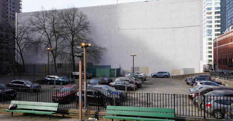 A parking lot at 535 West 55th currently owned by NYCHA could be converted to a 304 unit apartment building with 100 percent affordable housing, according to the proposal. Photo: Office of Manhattan Borough President