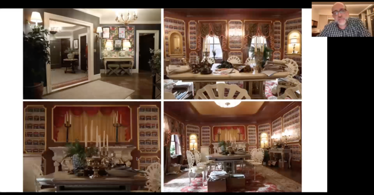 Oliver Putnam’s apartment set. Screenshot via Zoom