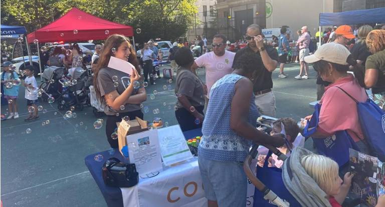 The bubble machine, brought to the event by Courtyard by Marriott ,was a popular draw throughout the event at the 19th Precinct’s National Night Out Against Crime