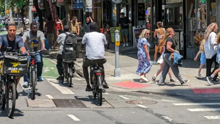 City council launching e-bike safety review that might address scenes like this, which are typical of the 9th Avenue bike lane in Hell’s Kitchen.