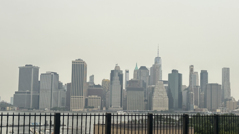 July 16 haze on the downtown Manhattan skyline.