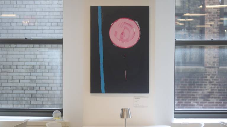 Donated art dons the walls of Our House NYC. The art is for sale, and part of the proceeds go towards the organization.