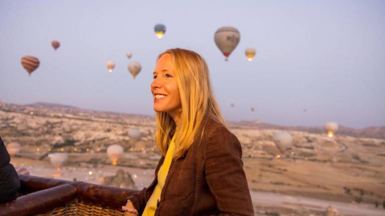 Hot Air ballooning at dawn in Cappadocia, Türkiye while filming for the new 10th season of “Travels with Darley.” Photo: Chad Davis