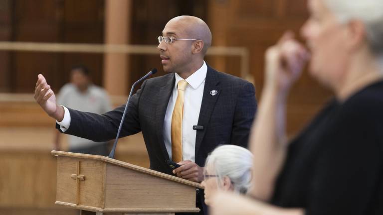 A Legionnaires’ outbreak has hospitalized over 20 people on the Upper East Side as of Wednesday, July 8. Pictured above: NYC Health Commissioner Alistair Martin at a July 7 town hall on the subject.
