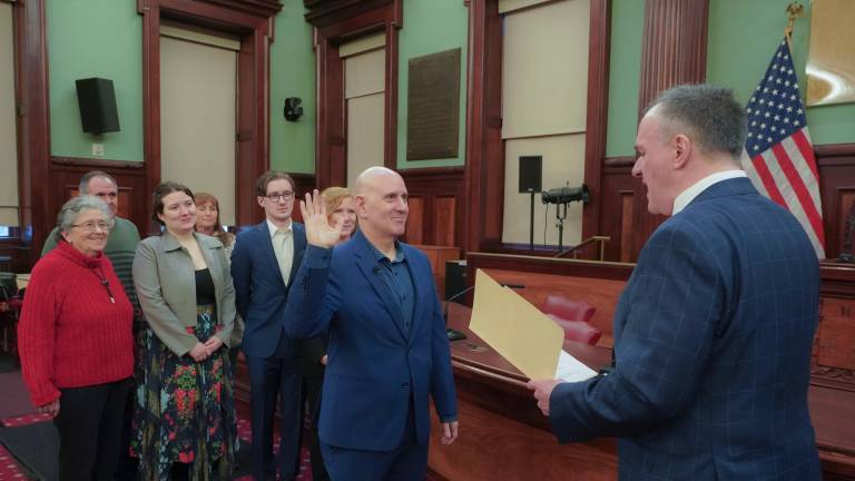 Harvey Epstein is sworn in to the City Council in a ceremony at City Hall on Dec. 4. Because the seat was vacant following the resignation of his predecessor Carlina Rivera in late August, Epstein is allowed to take office immediately.