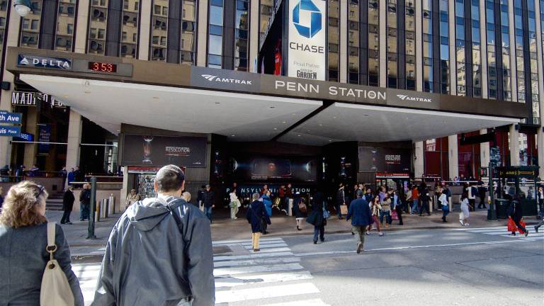 A view of the Seventh Avenue side of Penn Station.