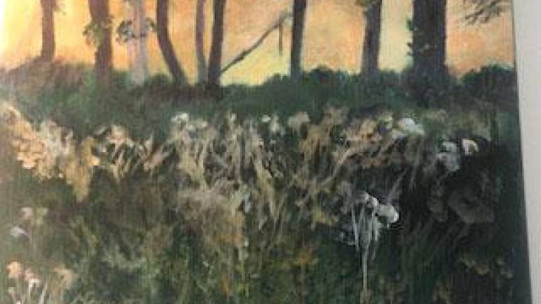 Myrna Socol Eisenberg’s painting, “Yellow Sky at Dawn.” Photo courtesy of Arlene Kayatt