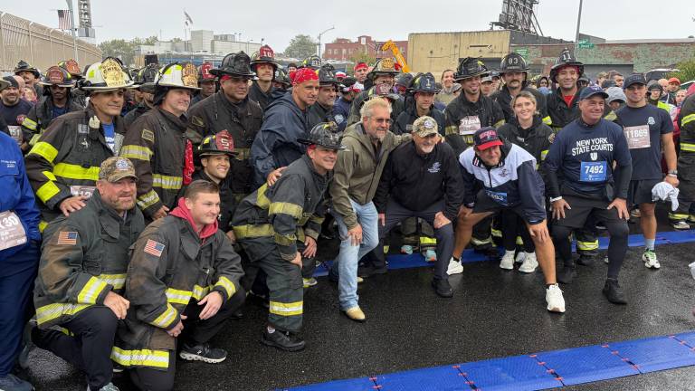 Tunnel to Towers starting line in Red Hook, Brooklyn, with Frank Siller, Guy Fieri, Dave Portnoy.
