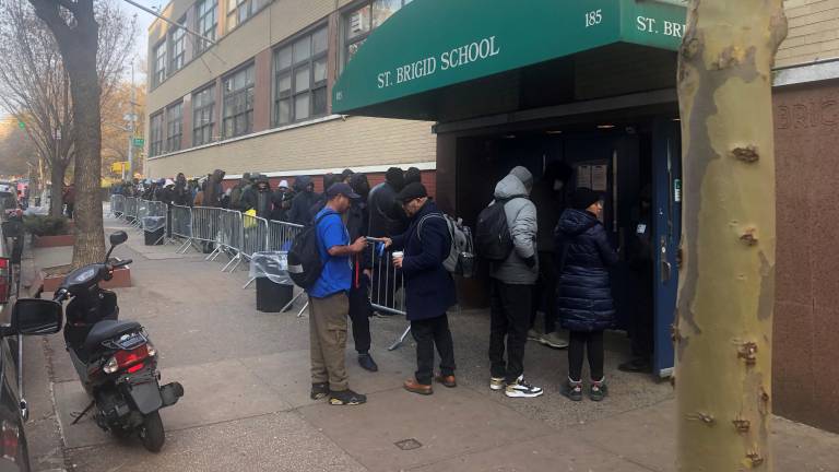 The former St. Brigid School on East 7th Street, which was used as a check in center for asylum seekers during the migrant crisis, has been put on the block by the Catholic Archdiocese of New York.
