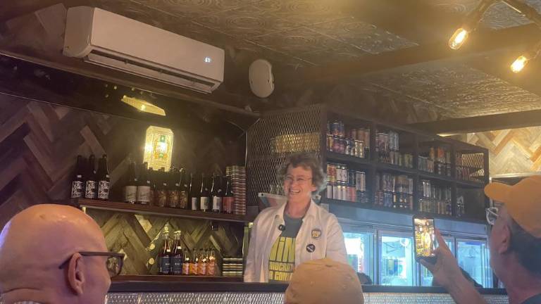 Nina Schwalbe, a candidate for NY’s 12th Congressional District, thanked supporters and volunteers at her election night watch party after losing to Assemblyman Micah Lasher.